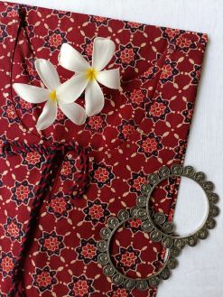 Alternative view of "Kaya" Maroon ajrakh hand block printed cotton Kurta