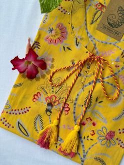 Alternative view of "Flavia" Yellow Sanganeri Hand Block Printed Cotton kurta
