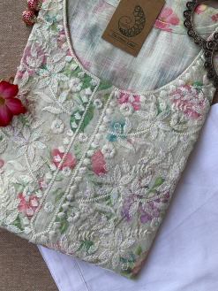 Alternative view of Chikankari "Pakeezah" Kurta Pant Set 2 pc