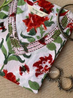 Alternative view of "Kasturi" Hand Block Printed Kantha Cotton kurta