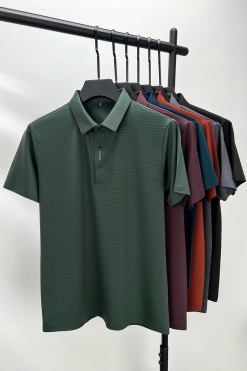 Alternative view of Short sleeved High Textured Letter Men's polo T-shirt
