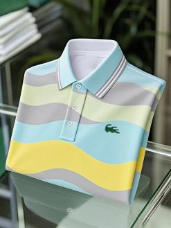 Men’s Classic Business Multicolor Logo Button Short Sleeve