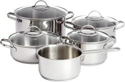 Alternative view of Basics 9-Piece Stainless Steel Induction Cookware Set - Pot with Lids, Saucepan and Casserole