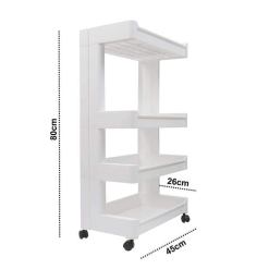 Alternative view of PIYU ENTERPRISE Plastic 4 Tier Kitchen Space Vegetable Storage Folding Saving Organizer Shelf/Shelves/Rack with Wheels White